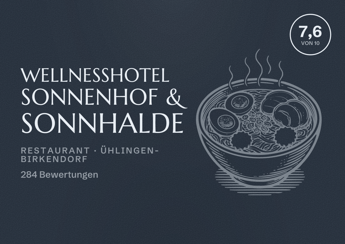 Illustriertes Poster von Wellnesshotel Sonnenhof & Sonnhalde, Restaurant in Ühlingen-Birkendorf: Bewertung 7,6 von 10 aus 284 Bewertungen