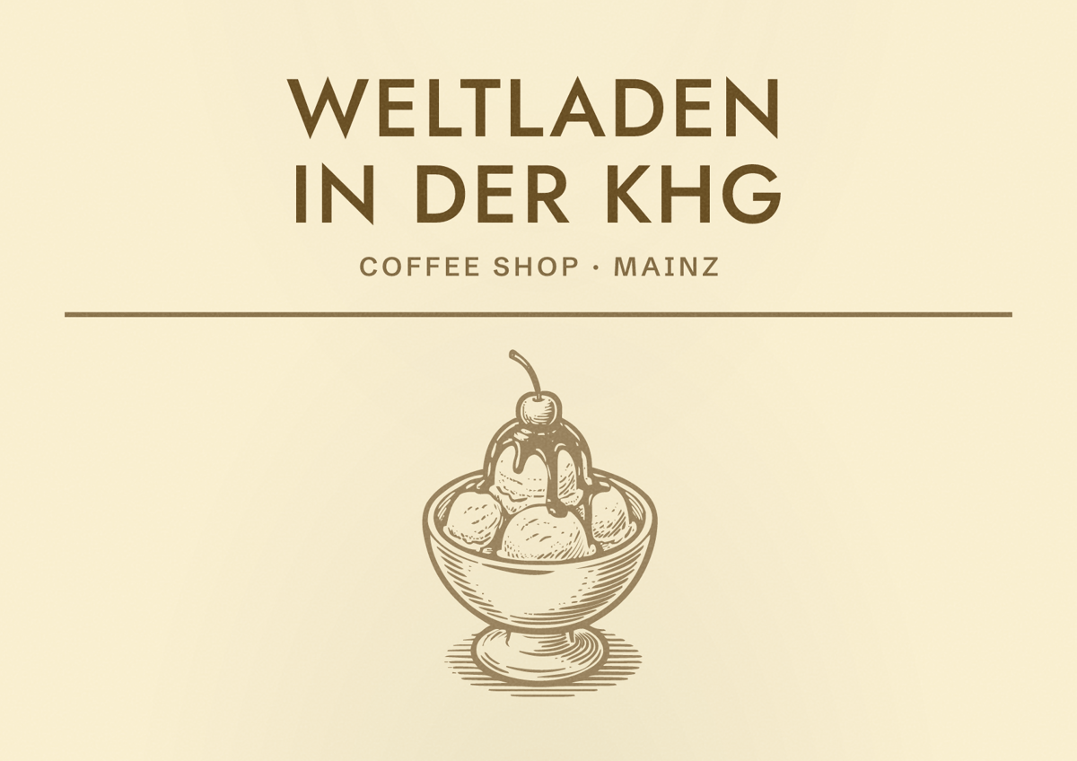 Illustriertes Poster von Weltladen in der KHG, Coffee Shop in Mainz