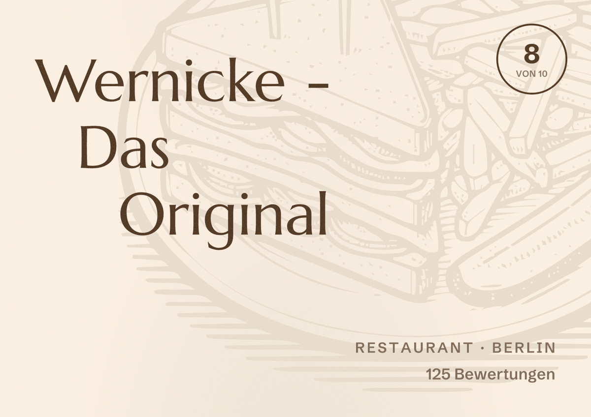 Illustriertes Poster von Wernicke - Das Original, Restaurant in Berlin: Bewertung 8 von 10 aus 125 Bewertungen