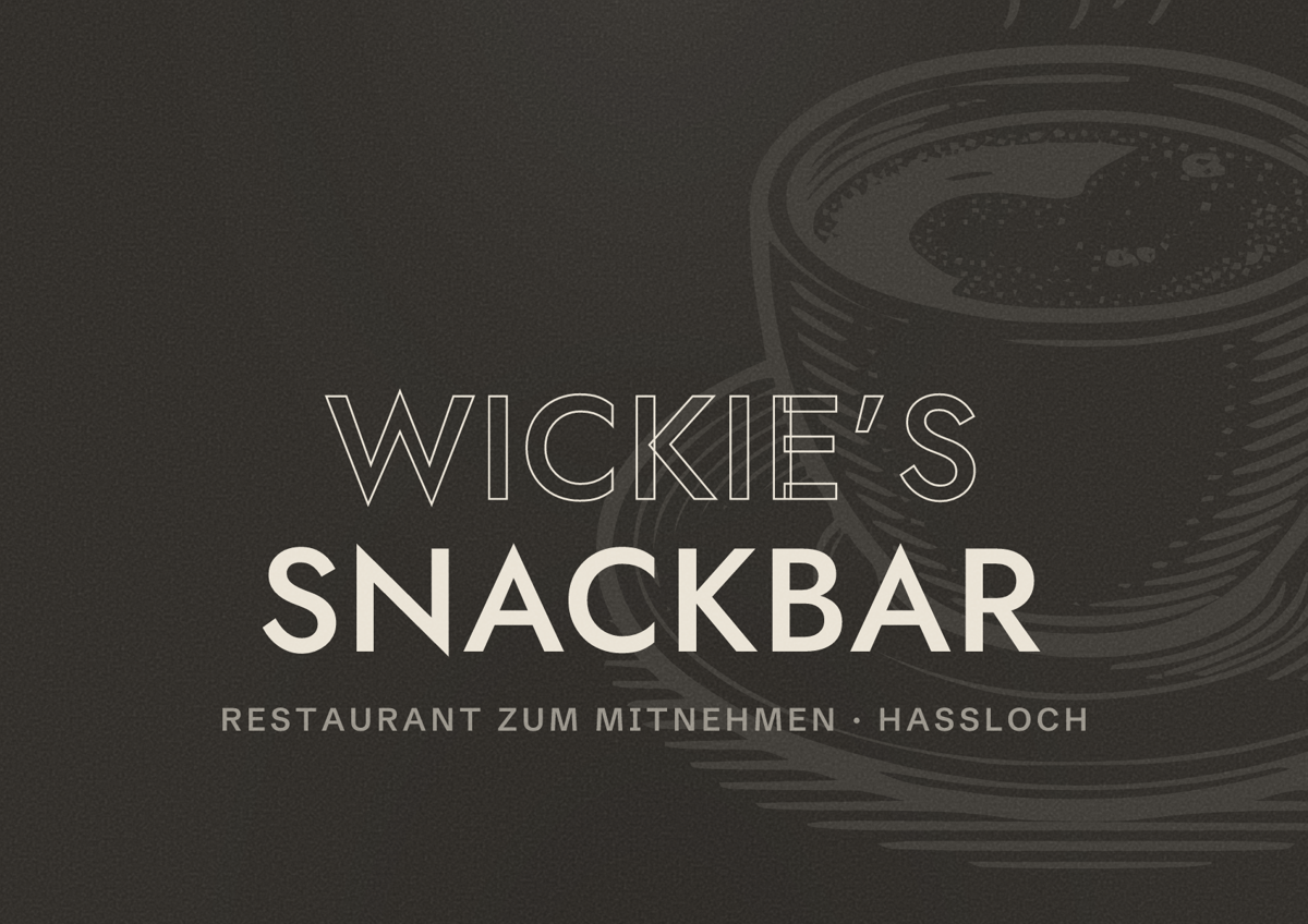 Illustriertes Poster von Wickie’s Snackbar, Restaurant zum Mitnehmen in Haßloch