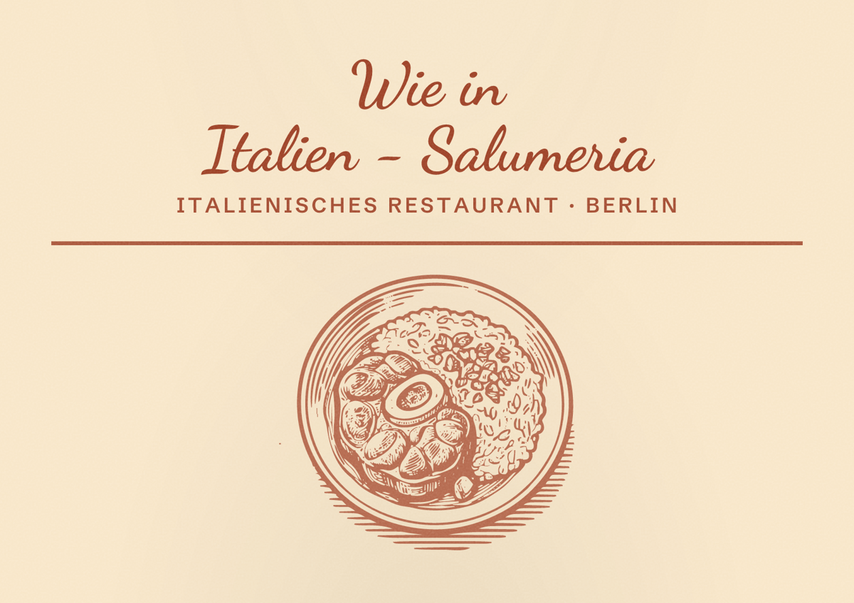 Illustriertes Poster von Wie in Italien - Salumeria, Italienisches Restaurant in Berlin