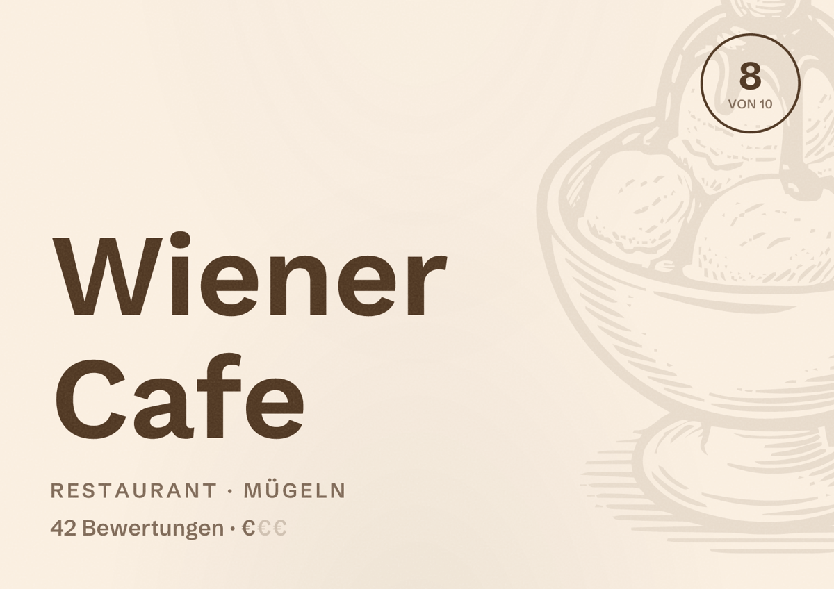 Illustriertes Poster von Wiener Cafe, Restaurant in Mügeln: Bewertung 8 von 10 aus 42 Bewertungen, Preisniveau €