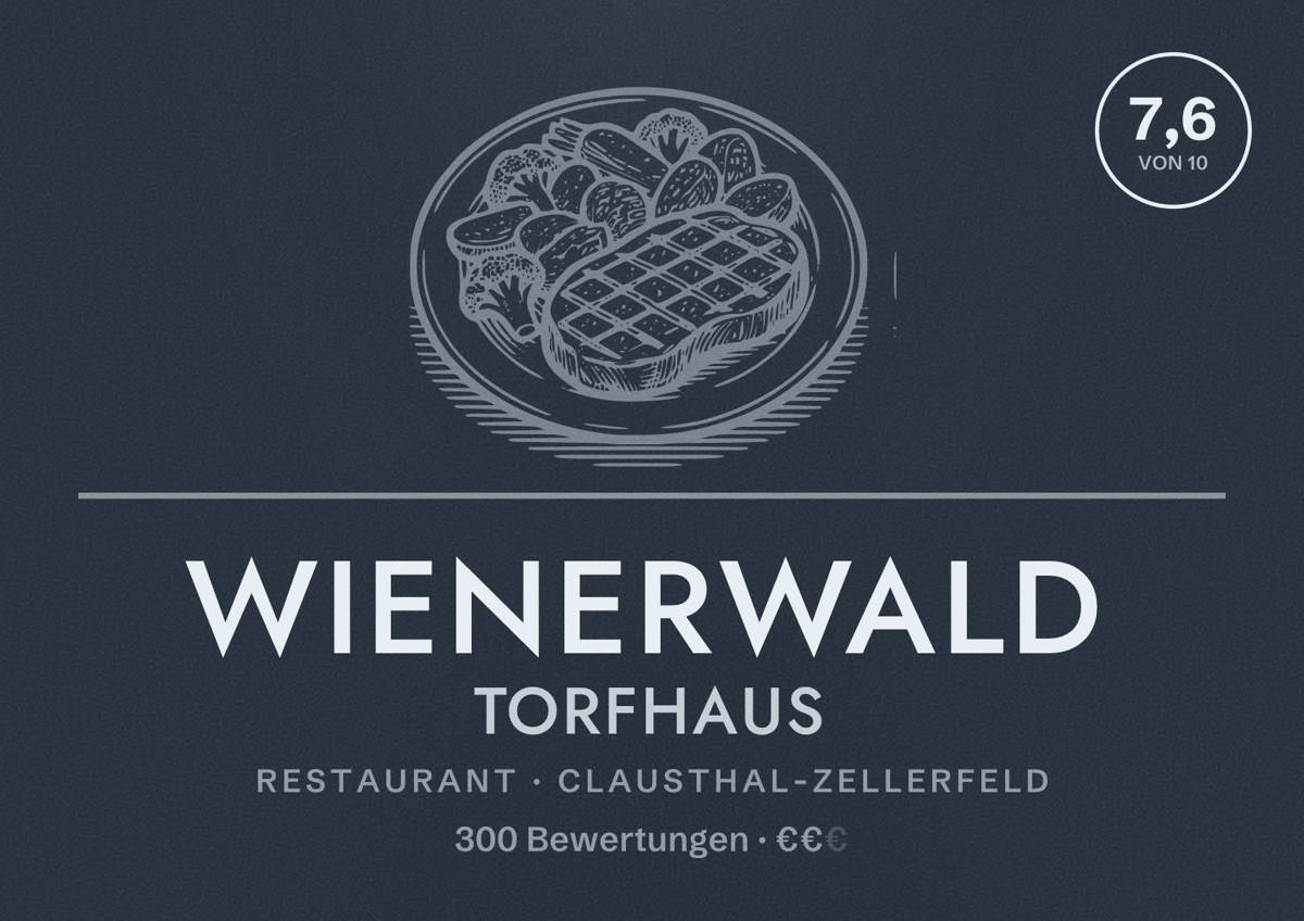 Illustriertes Poster von Wienerwald Torfhaus, Restaurant in Clausthal-Zellerfeld: Bewertung 7,6 von 10 aus 300 Bewertungen, Preisniveau €€