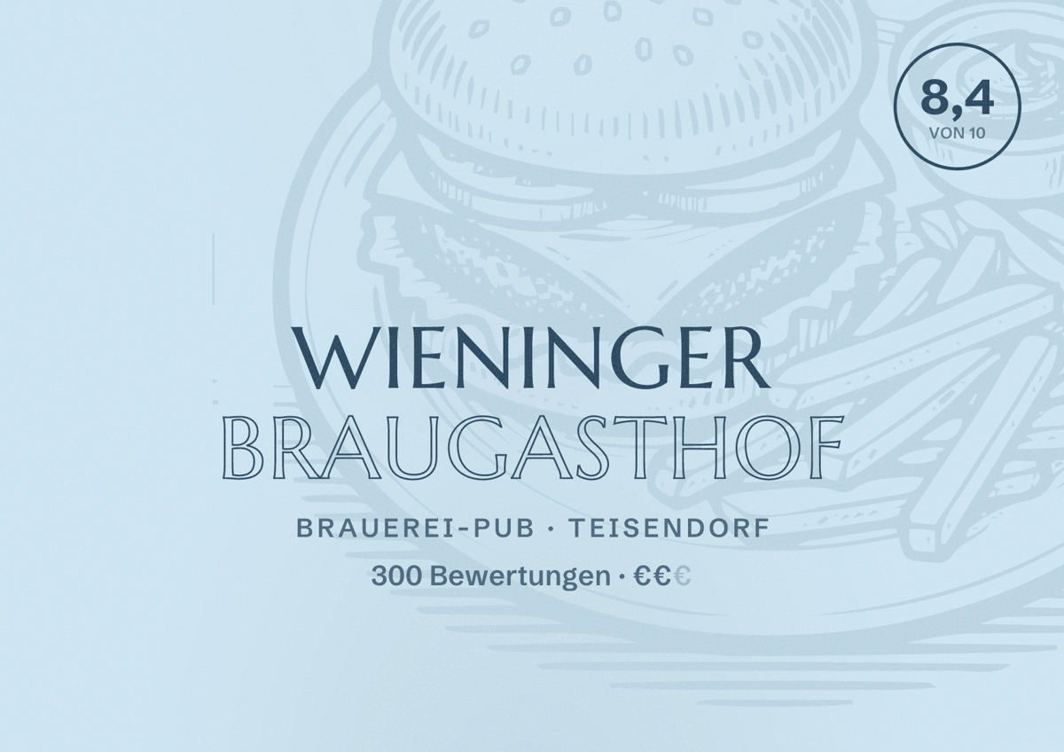 Illustriertes Poster von Wieninger Braugasthof, Brauerei-Pub in Teisendorf: Bewertung 8,4 von 10 aus 300 Bewertungen, Preisniveau €€