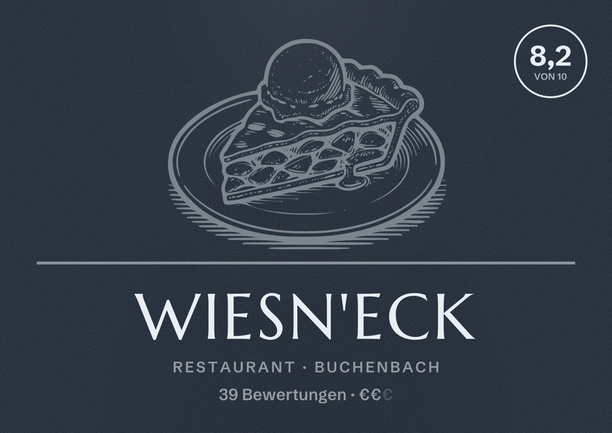 Illustriertes Poster von Wiesn'eck, Restaurant in Buchenbach: Bewertung 8,2 von 10 aus 39 Bewertungen, Preisniveau €€