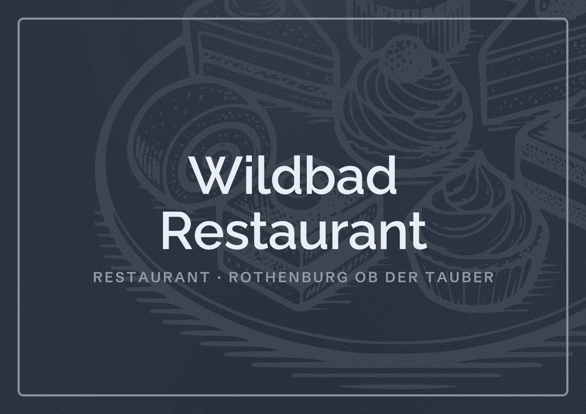 Illustriertes Poster von Wildbad Restaurant, Restaurant in Rothenburg ob der Tauber