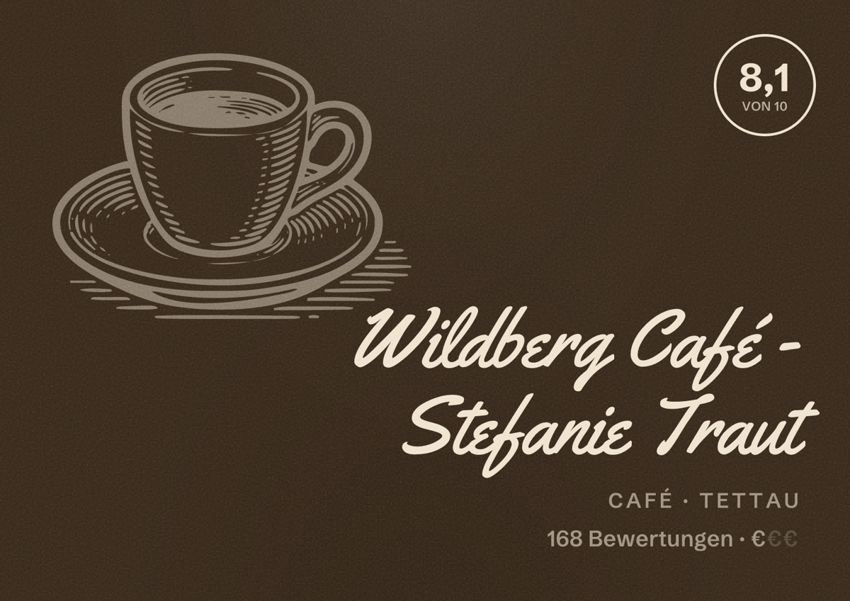 Illustriertes Poster von Wildberg Café - Stefanie Traut, Café in Tettau: Bewertung 8,1 von 10 aus 168 Bewertungen, Preisniveau €