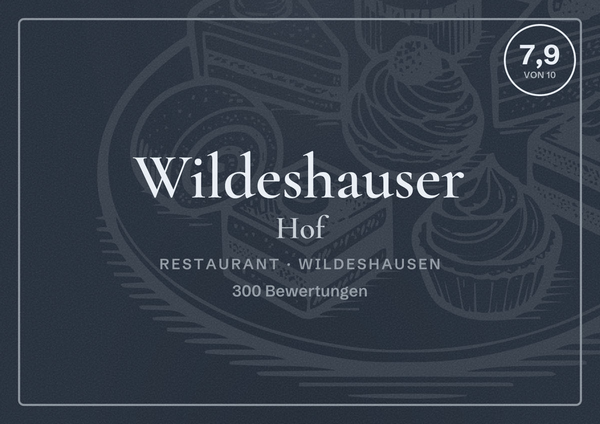 Illustriertes Poster von Wildeshauser Hof, Restaurant in Wildeshausen: Bewertung 7,9 von 10 aus 300 Bewertungen