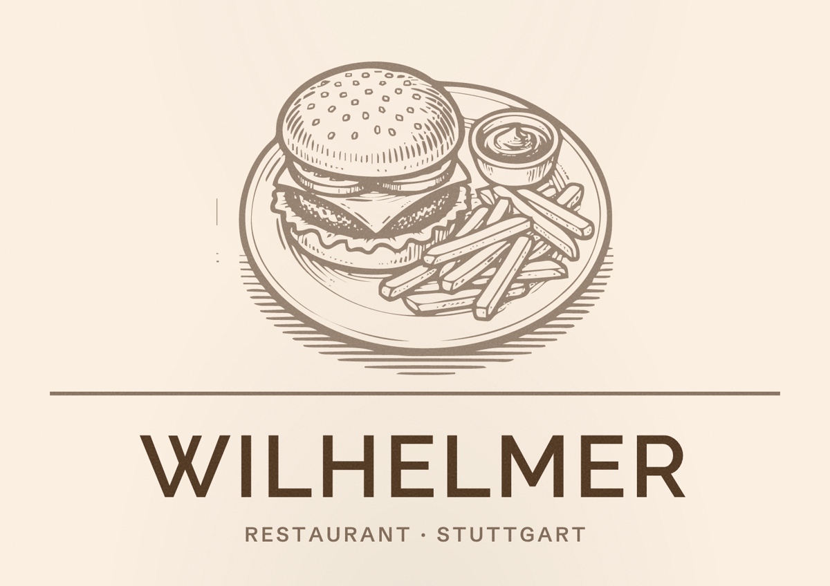 Illustriertes Poster von Wilhelmer, Restaurant in Stuttgart