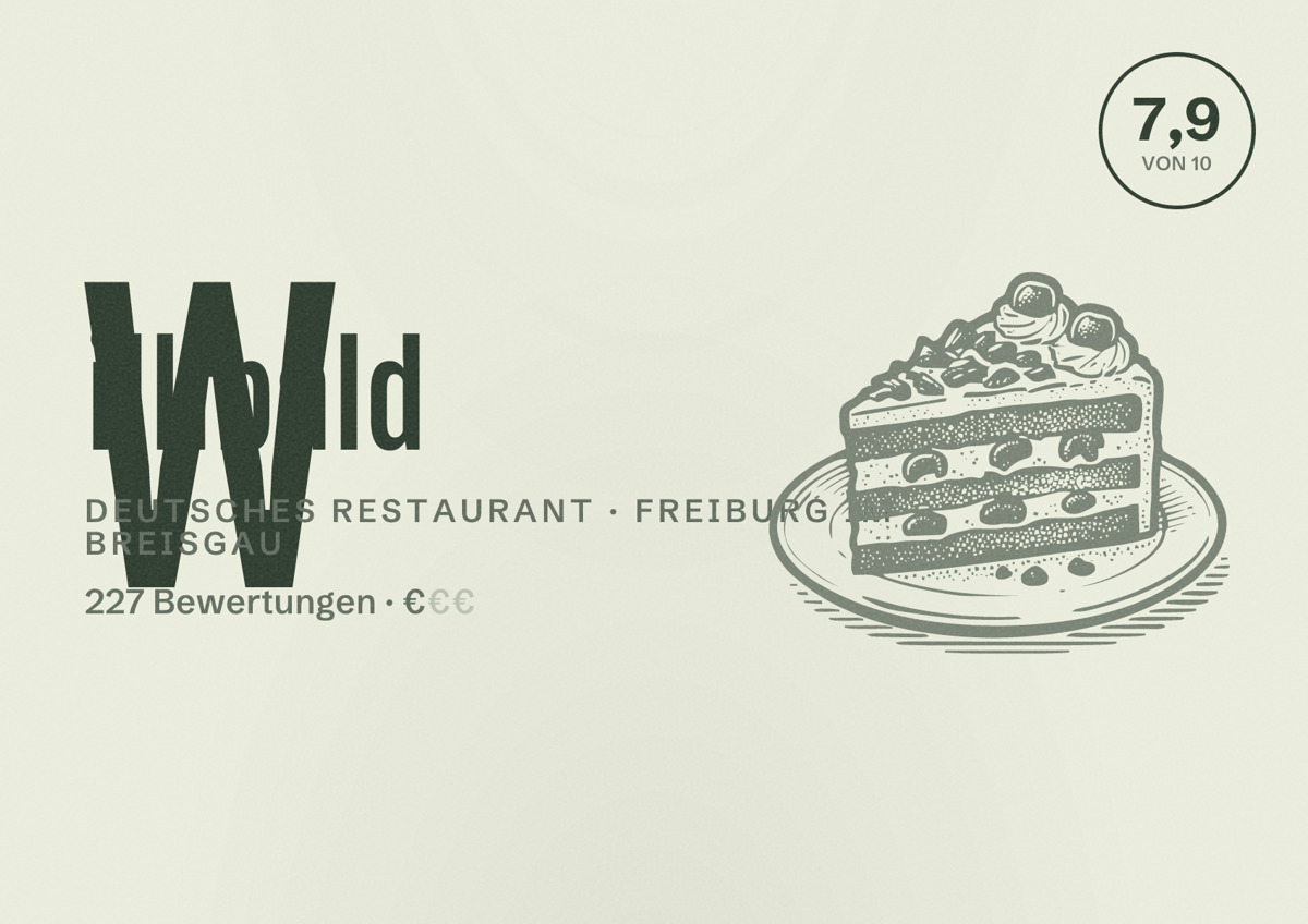 Illustriertes Poster von Willibald, Deutsches Restaurant in Freiburg im Breisgau: Bewertung 7,9 von 10 aus 227 Bewertungen, Preisniveau €
