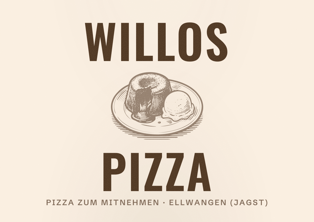Illustriertes Poster von Willos Pizza, Pizza zum Mitnehmen in Ellwangen (Jagst)