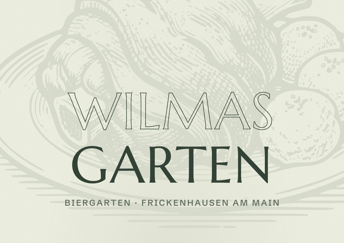 Illustriertes Poster von Wilmas Garten, Biergarten in Frickenhausen am Main