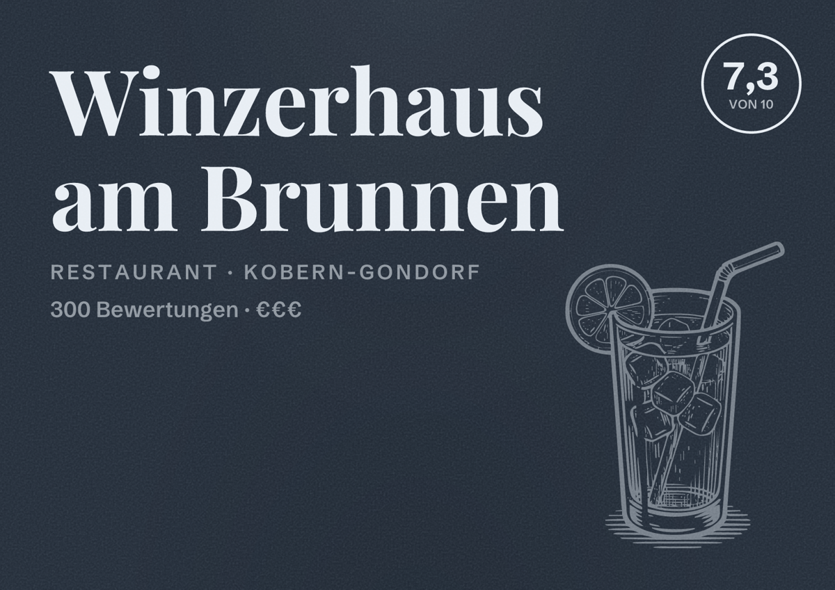 Illustriertes Poster von Winzerhaus am Brunnen, Restaurant in Kobern-Gondorf: Bewertung 7,3 von 10 aus 300 Bewertungen, Preisniveau €€€