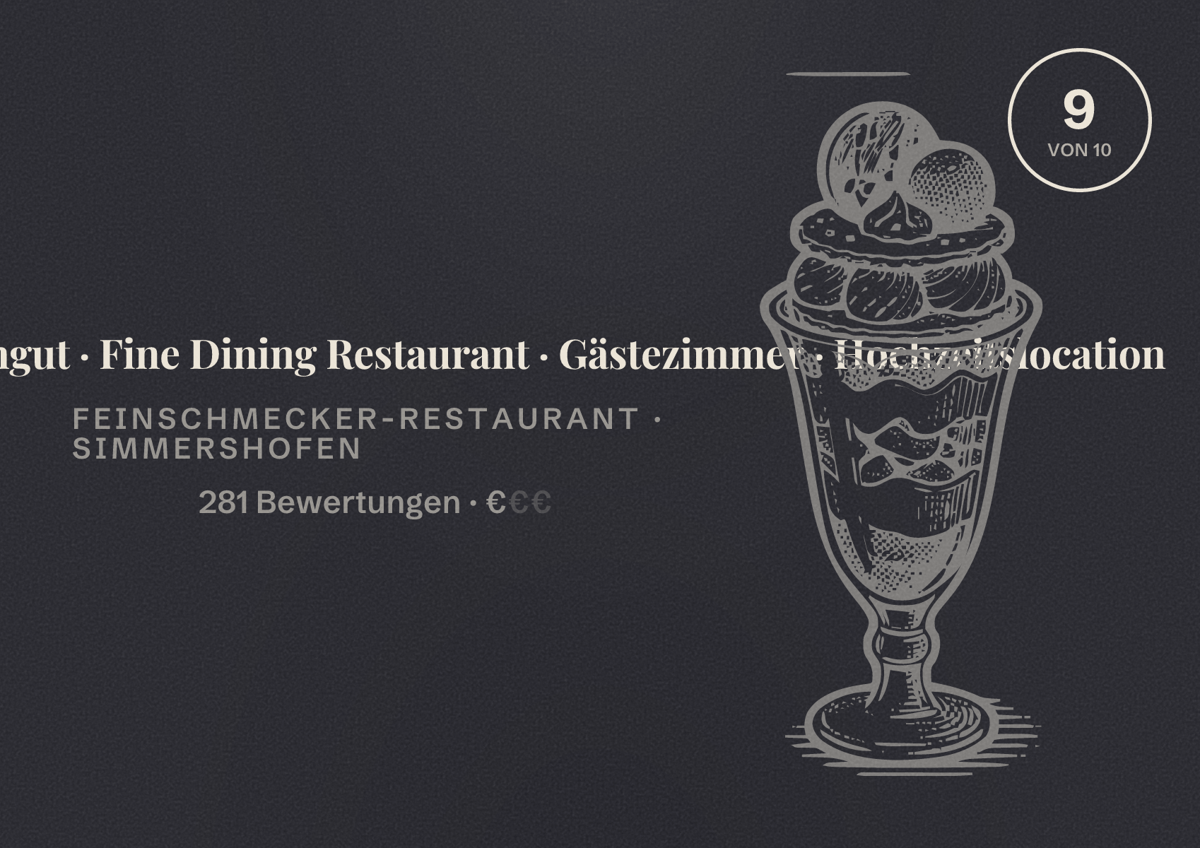 Illustriertes Poster von Winzerhof Stahl · Weingut · Fine Dining Restaurant · Gästezimmer · Hochzeitslocation, Feinschmecker-Restaurant in Simmershofen: Bewertung 9 von 10 aus 281 Bewertungen, Preisniveau €