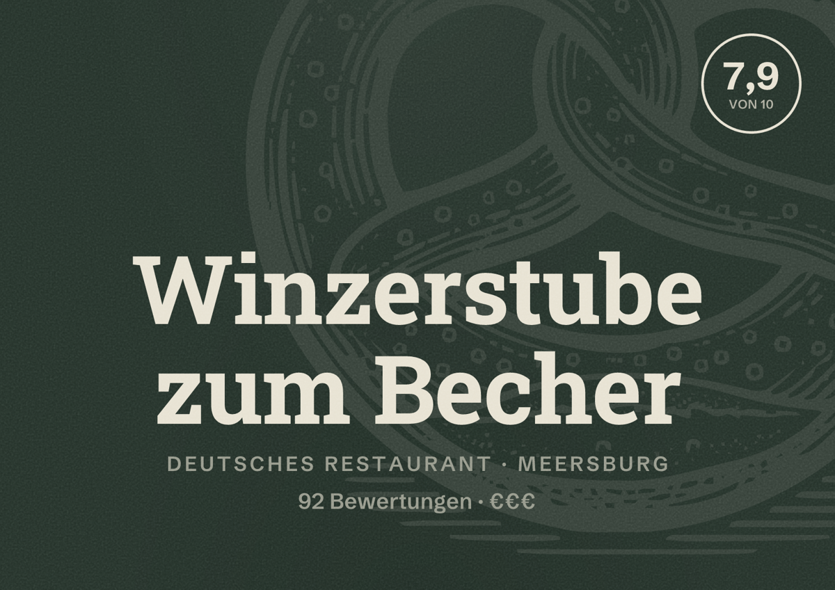 Illustriertes Poster von Winzerstube zum Becher, Deutsches Restaurant in Meersburg: Bewertung 7,9 von 10 aus 92 Bewertungen, Preisniveau €€€