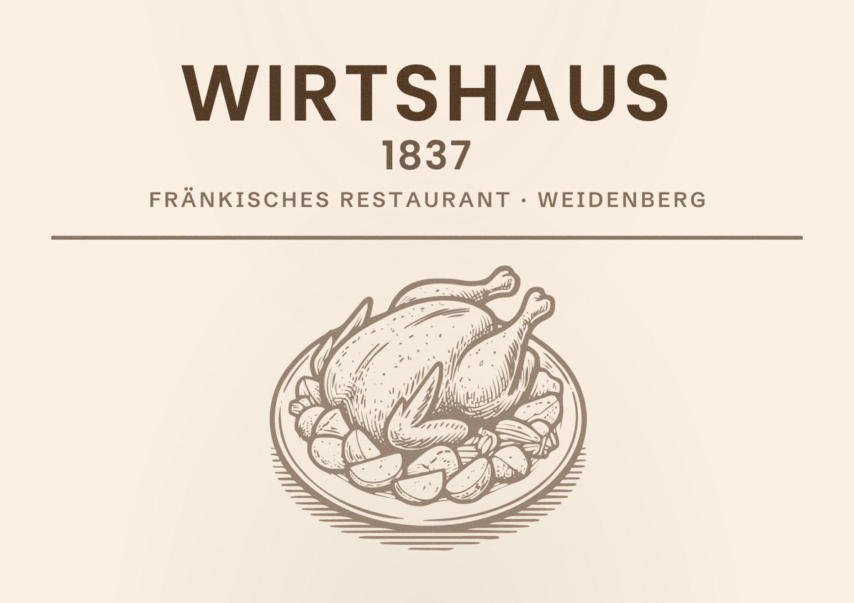Illustriertes Poster von Wirtshaus 1837, Fränkisches Restaurant in Weidenberg