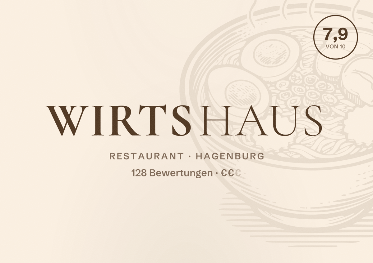 Illustriertes Poster von Wirtshaus, Restaurant in Hagenburg: Bewertung 7,9 von 10 aus 128 Bewertungen, Preisniveau €€