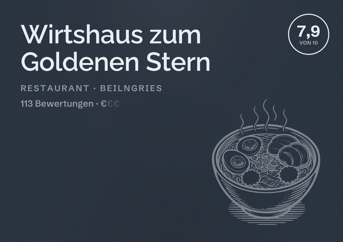 Illustriertes Poster von Wirtshaus zum Goldenen Stern, Restaurant in Beilngries: Bewertung 7,9 von 10 aus 113 Bewertungen, Preisniveau €