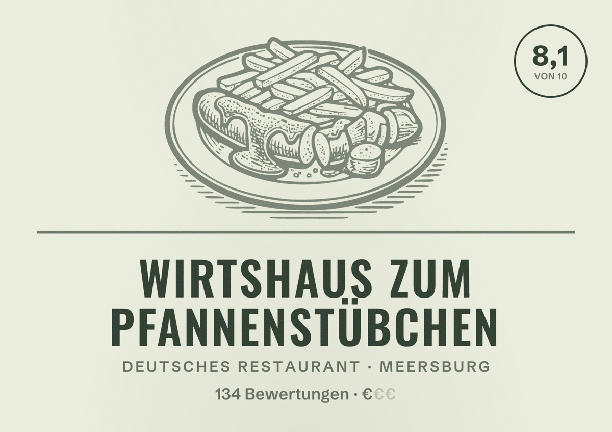 Illustriertes Poster von Wirtshaus zum Pfannenstübchen, Deutsches Restaurant in Meersburg: Bewertung 8,1 von 10 aus 134 Bewertungen, Preisniveau €
