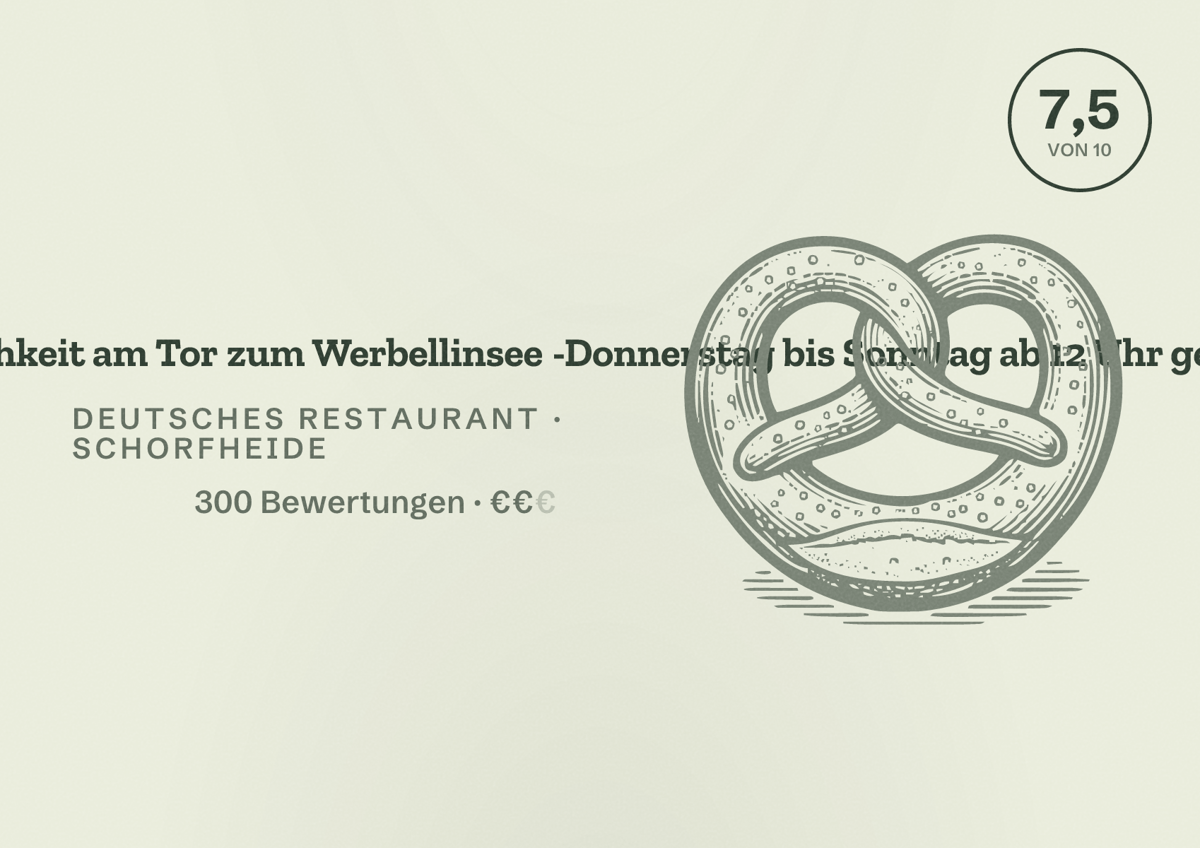 Illustriertes Poster von Wirtshaus zum Wisent - Gastlichkeit am Tor zum Werbellinsee -Donnerstag bis Sonntag ab 12 Uhr geöffnet, Deutsches Restaurant in Schorfheide: Bewertung 7,5 von 10 aus 300 Bewertungen, Preisniveau €€