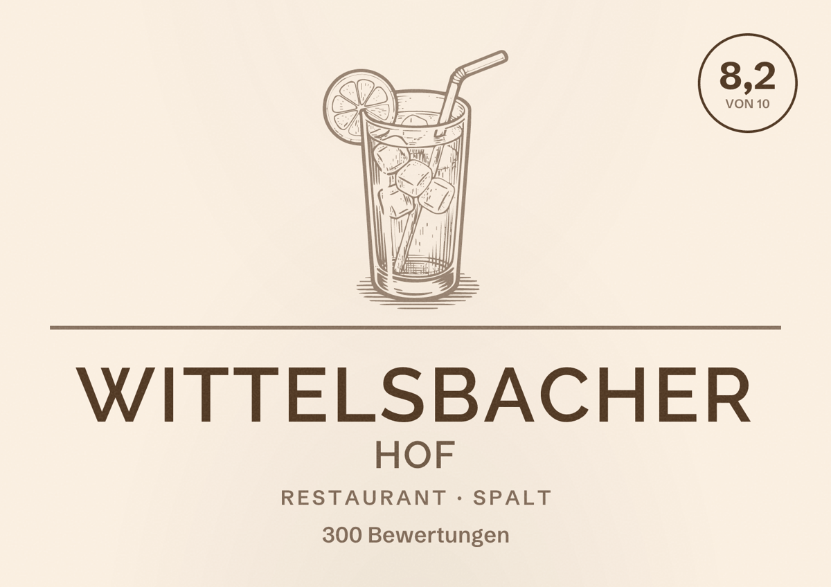 Illustriertes Poster von Wittelsbacher Hof, Restaurant in Spalt: Bewertung 8,2 von 10 aus 300 Bewertungen