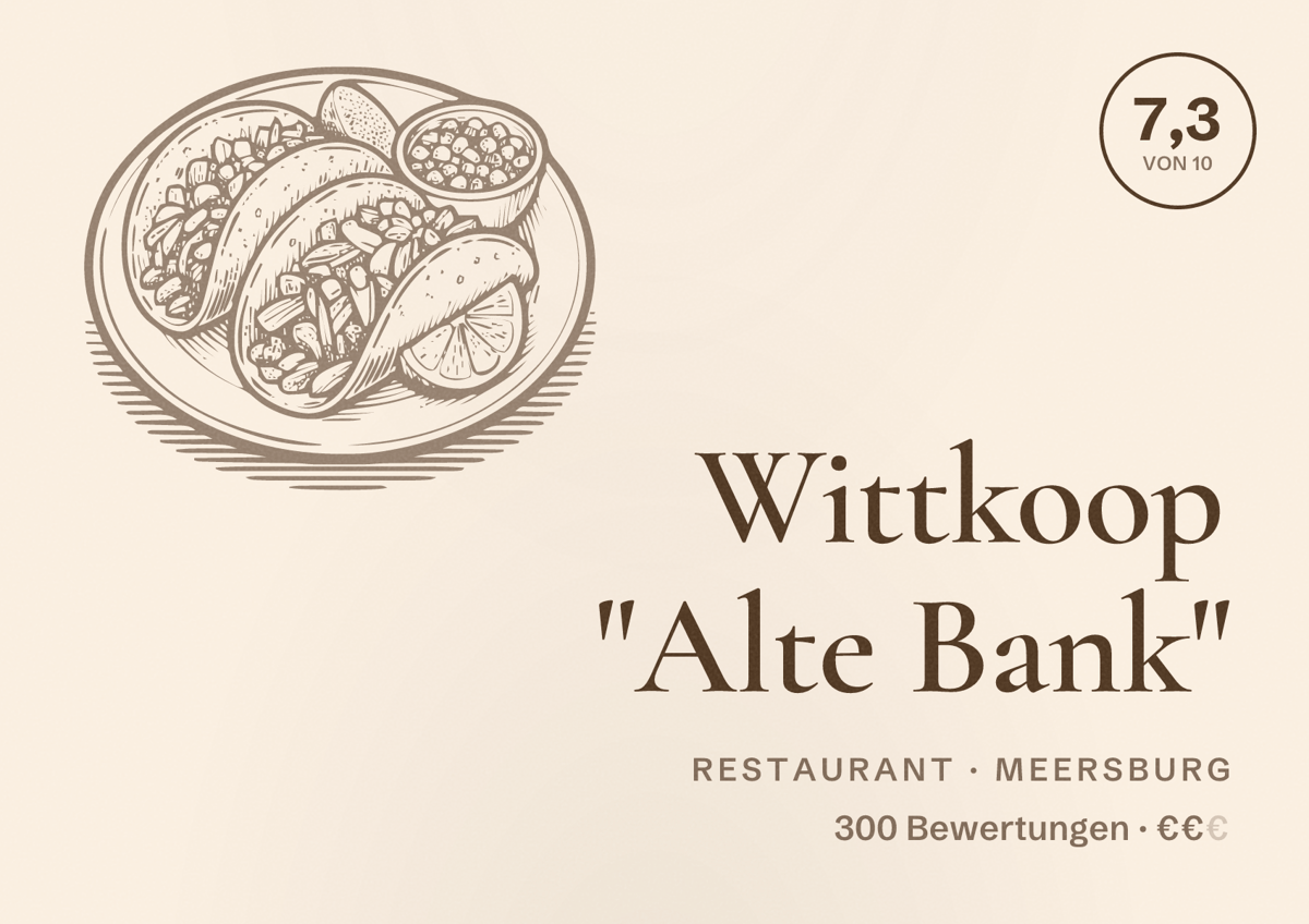 Illustriertes Poster von Wittkoop "Alte Bank", Restaurant in Meersburg: Bewertung 7,3 von 10 aus 300 Bewertungen, Preisniveau €€