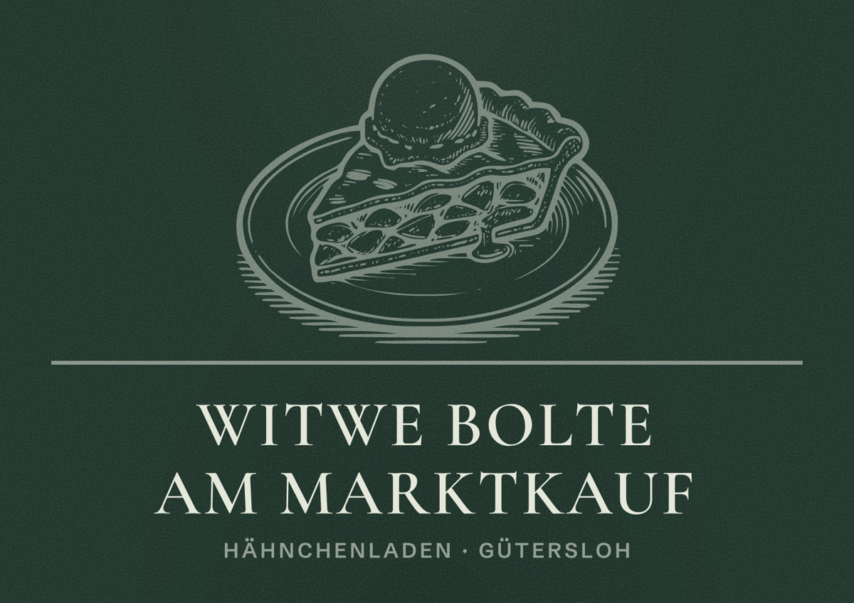 Illustriertes Poster von Witwe Bolte am Marktkauf, Hähnchenladen in Gütersloh