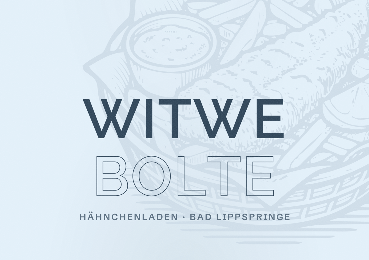 Illustriertes Poster von WITWE BOLTE, Hähnchenladen in Bad Lippspringe