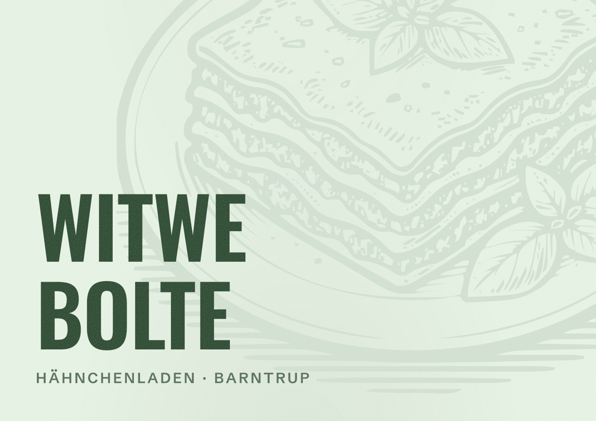Illustriertes Poster von WITWE BOLTE, Hähnchenladen in Barntrup
