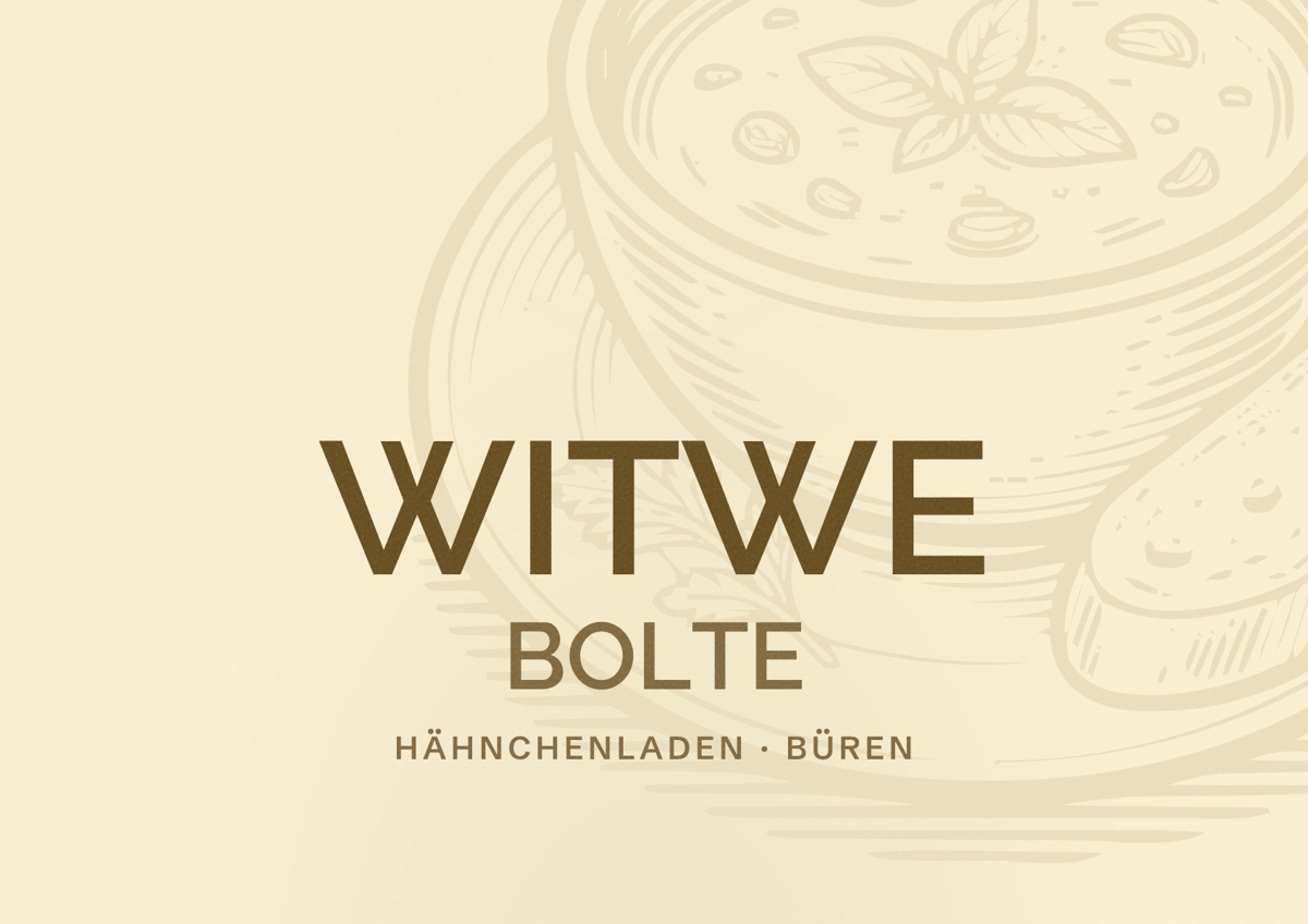 Illustriertes Poster von WITWE BOLTE, Hähnchenladen in Büren