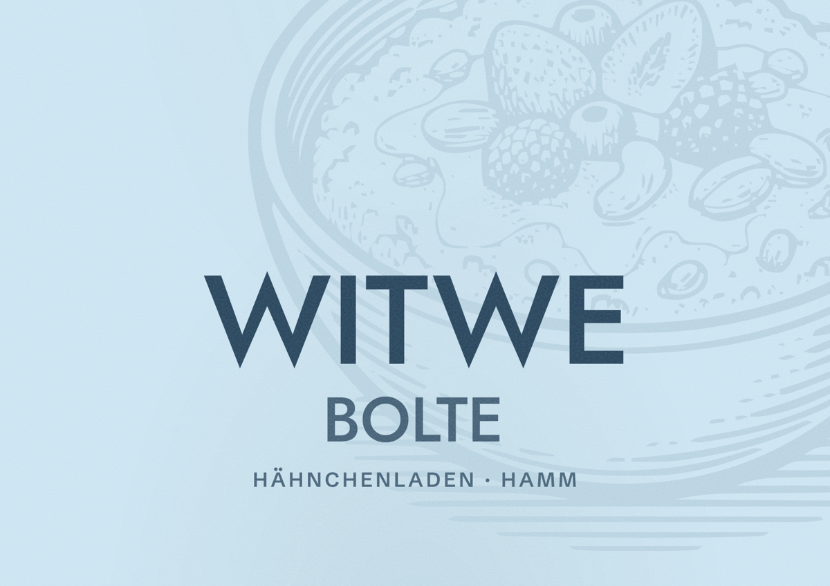 Illustriertes Poster von WITWE BOLTE, Hähnchenladen in Hamm