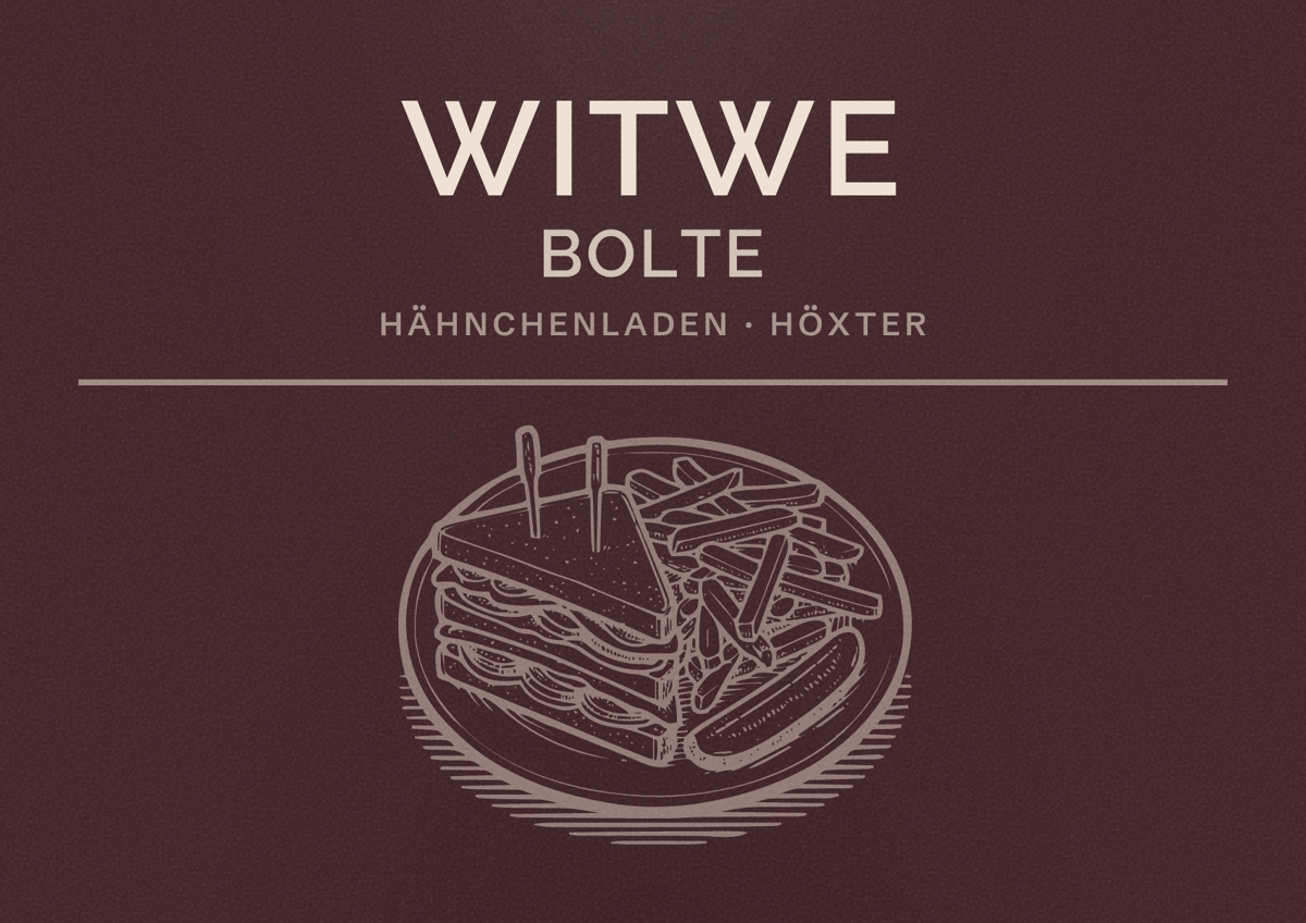 Illustriertes Poster von WITWE BOLTE, Hähnchenladen in Höxter