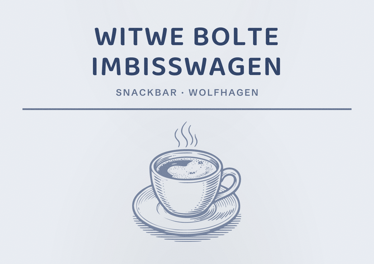 Illustriertes Poster von Witwe Bolte Imbisswagen, Snackbar in Wolfhagen
