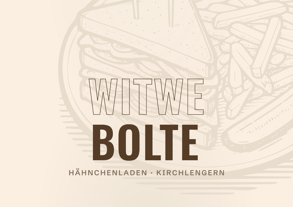 Illustriertes Poster von Witwe Bolte, Hähnchenladen in Kirchlengern