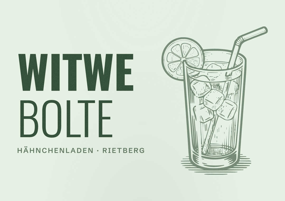 Illustriertes Poster von WITWE BOLTE, Hähnchenladen in Rietberg