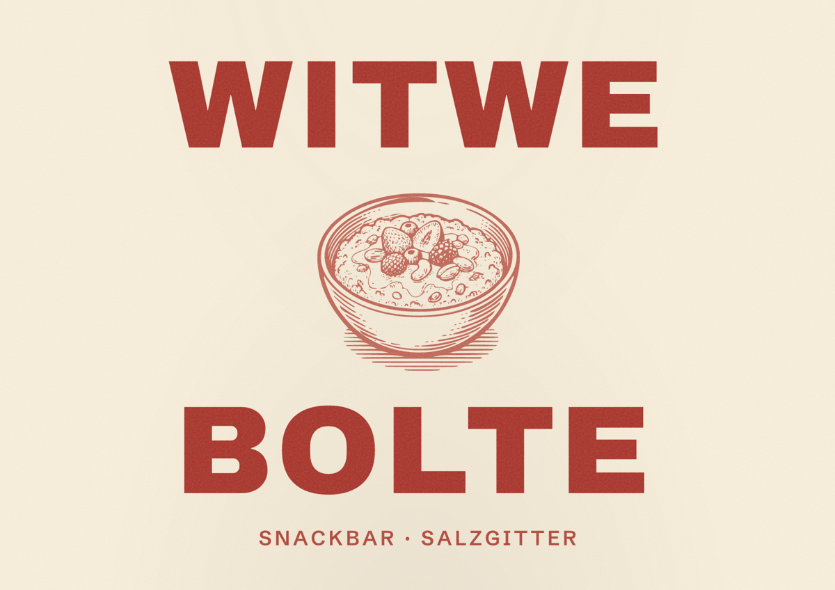 Illustriertes Poster von Witwe Bolte, Snackbar in Salzgitter