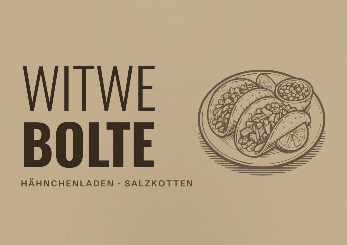 Illustriertes Poster von WITWE BOLTE, Hähnchenladen in Salzkotten
