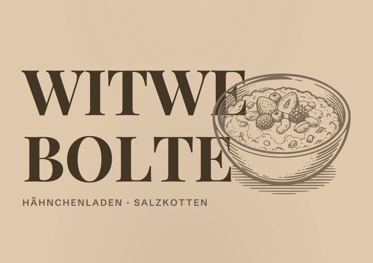 Illustriertes Poster von WITWE BOLTE, Hähnchenladen in Salzkotten