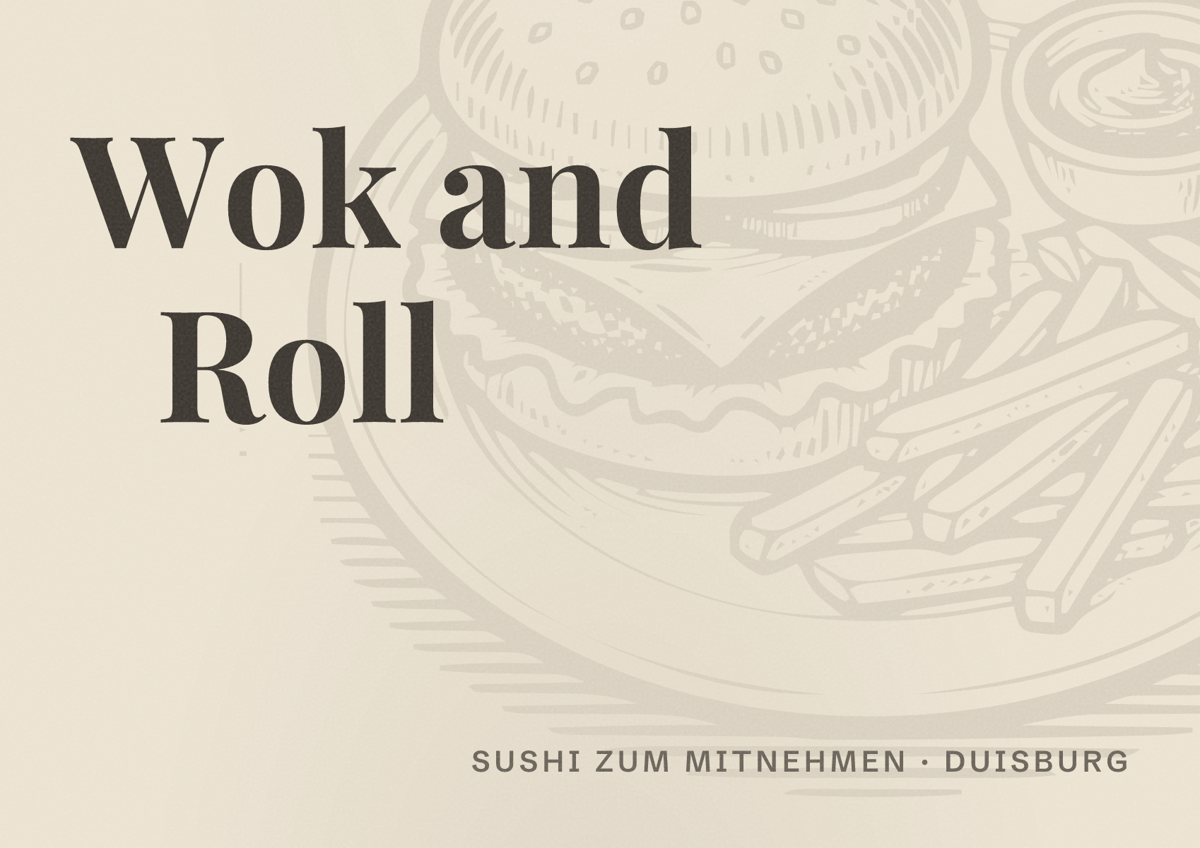 Illustriertes Poster von Wok and Roll, Sushi zum Mitnehmen in Duisburg