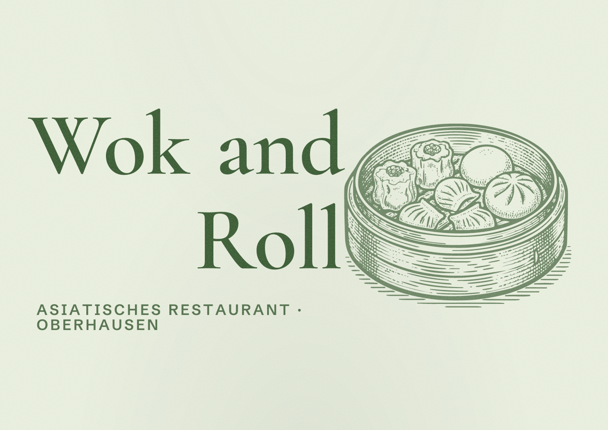 Illustriertes Poster von Wok and Roll, Asiatisches Restaurant in Oberhausen