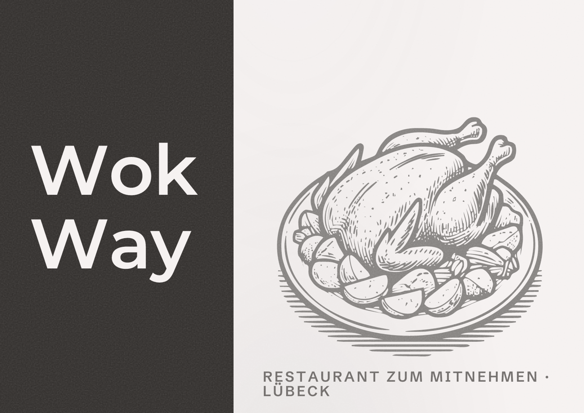 Illustriertes Poster von Wok Way, Restaurant zum Mitnehmen in Lübeck