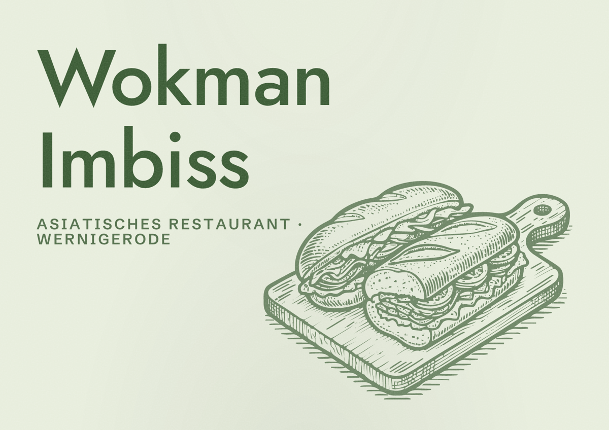 Illustriertes Poster von Wokman Imbiss, Asiatisches Restaurant in Wernigerode