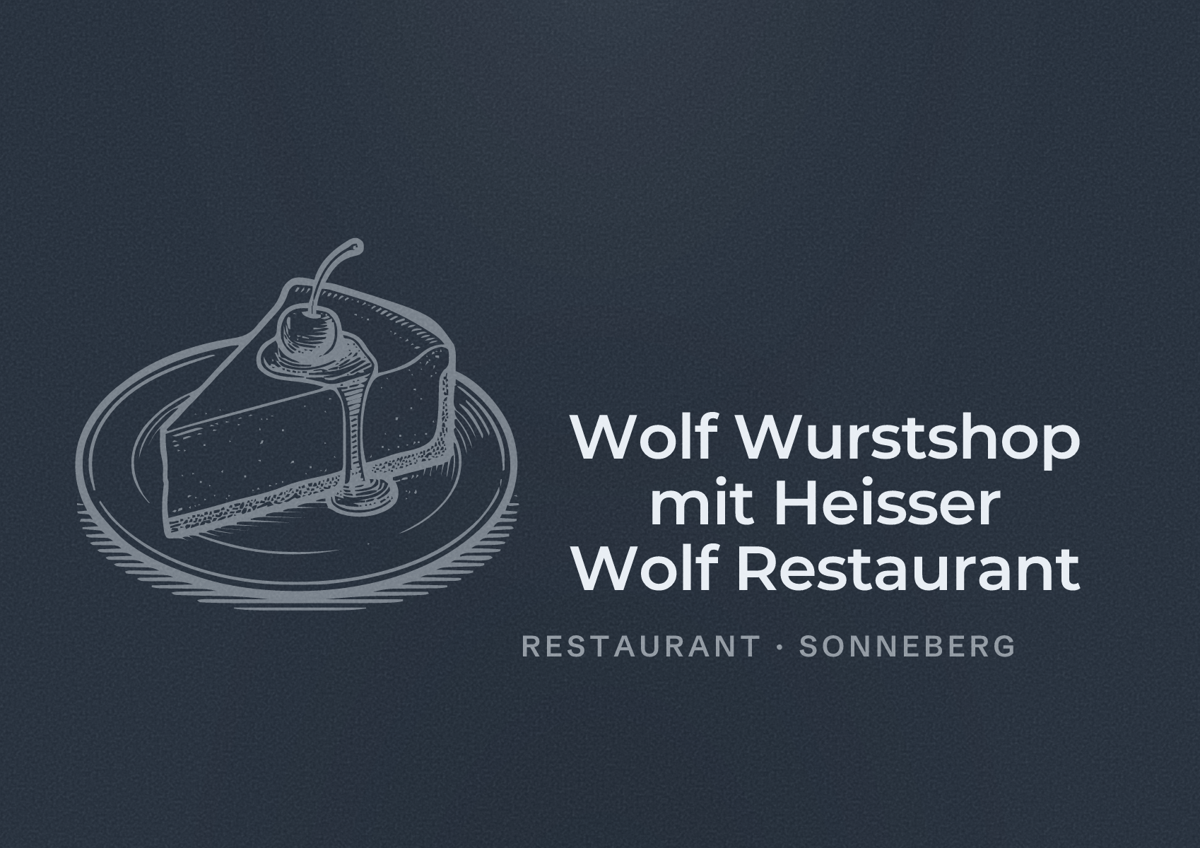 Illustriertes Poster von Wolf Wurstshop mit Heisser Wolf Restaurant, Restaurant in Sonneberg