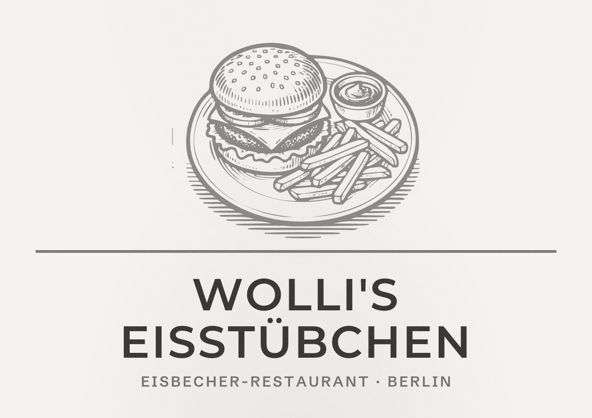 Illustriertes Poster von Wolli's Eisstübchen, Eisbecher-Restaurant in Berlin