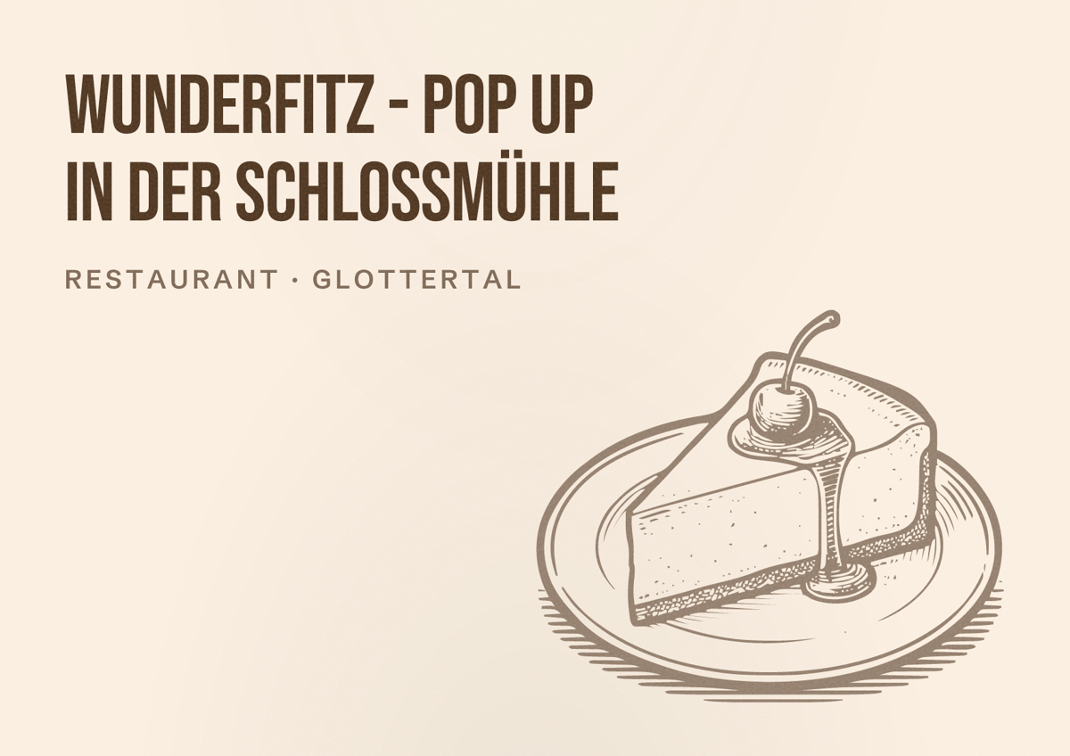 Illustriertes Poster von wunderfitz - pop up in der schlossmühle, Restaurant in Glottertal
