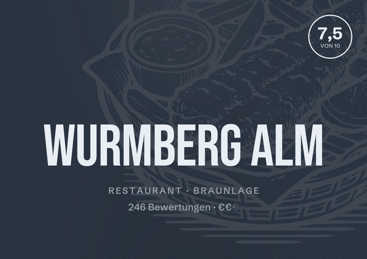 Illustriertes Poster von Wurmberg Alm, Restaurant in Braunlage: Bewertung 7,5 von 10 aus 246 Bewertungen, Preisniveau €€