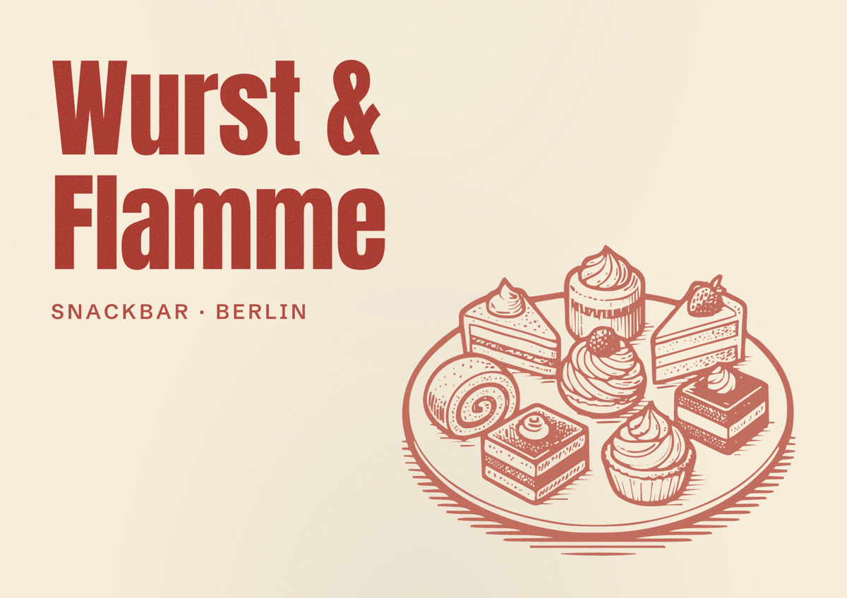 Illustriertes Poster von Wurst & Flamme, Snackbar in Berlin