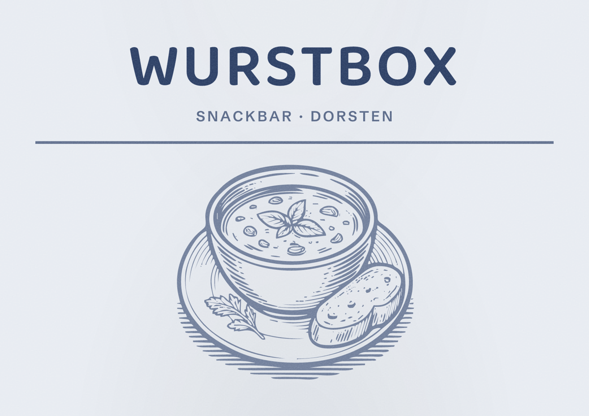 Illustriertes Poster von Wurstbox, Snackbar in Dorsten