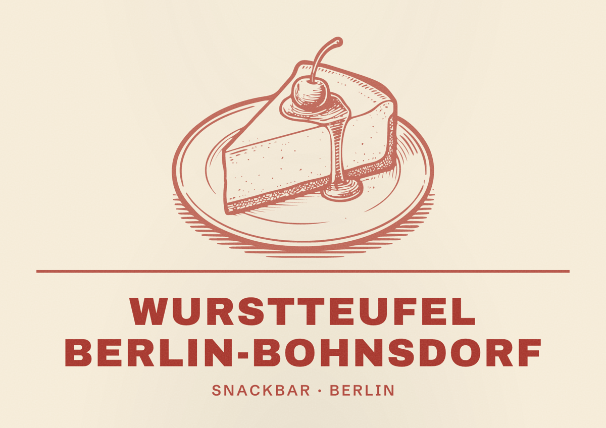 Illustriertes Poster von Wurstteufel Berlin-Bohnsdorf, Snackbar in Berlin