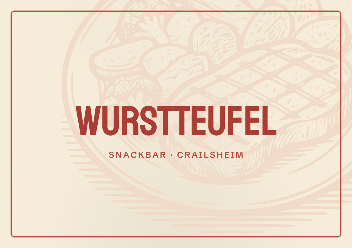 Illustriertes Poster von Wurstteufel, Snackbar in Crailsheim